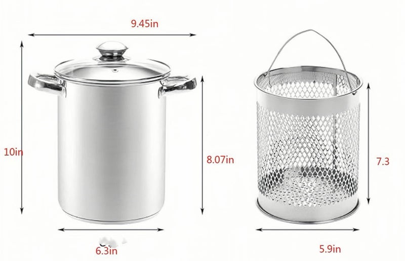 RUNZI Asparagus Pot Stainless Steel Steamer Cooker with Basket and Lid Pasta 16cm 4L - Image 2